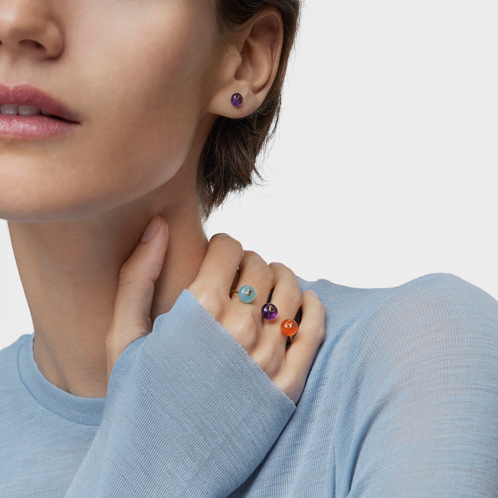 Dvojit&yacute; Otevřen&yacute; Prsten ze zlata s&nbsp;drah&yacute;mi kameny TOUS Balloon