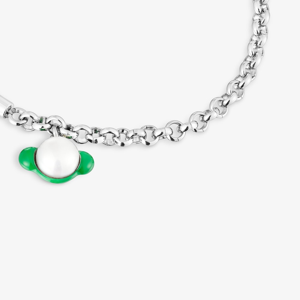 Pulsera el&aacute;stica malva con acero y perla cultivada TOUS Instint