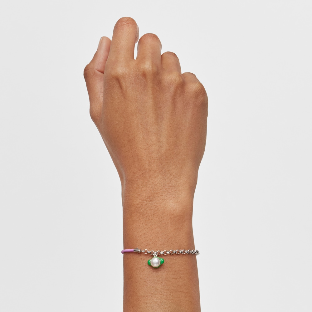 Pulsera el&aacute;stica malva con acero y perla cultivada TOUS Instint