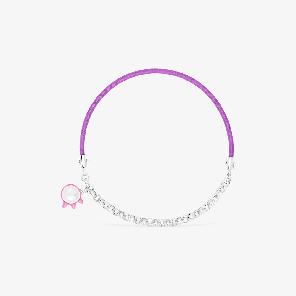 Pulsera el&aacute;stica lila con acero y perla cultivada TOUS Instint