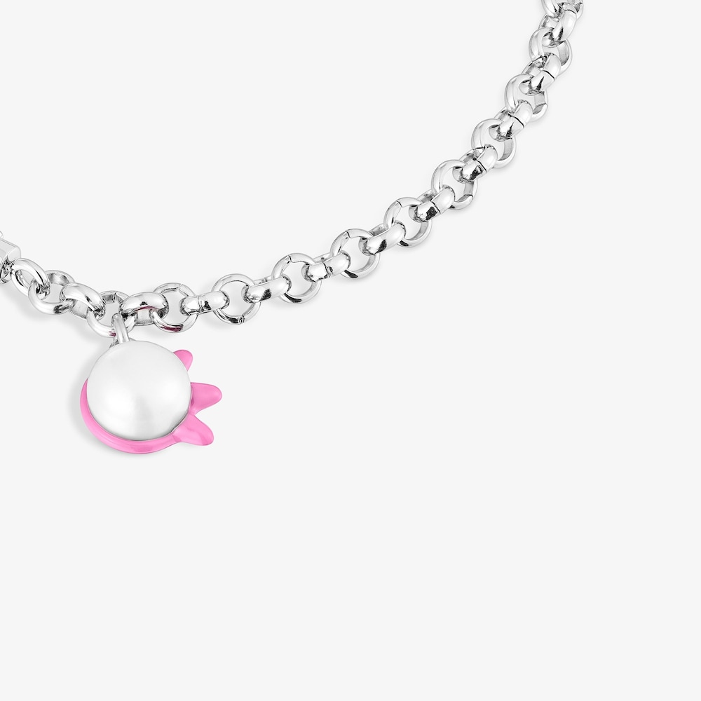 Pulsera el&aacute;stica lila con acero y perla cultivada TOUS Instint