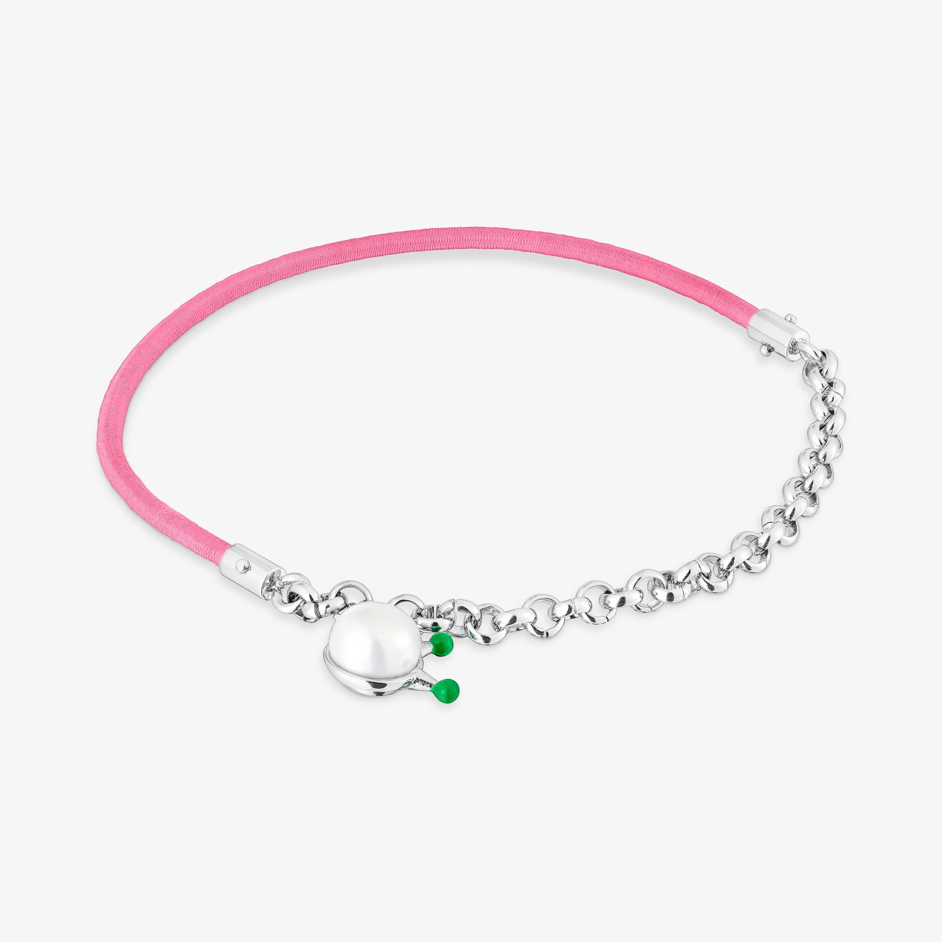 TOUS Instint fuchsia elastic Bracelet with steel and cultured pearl
