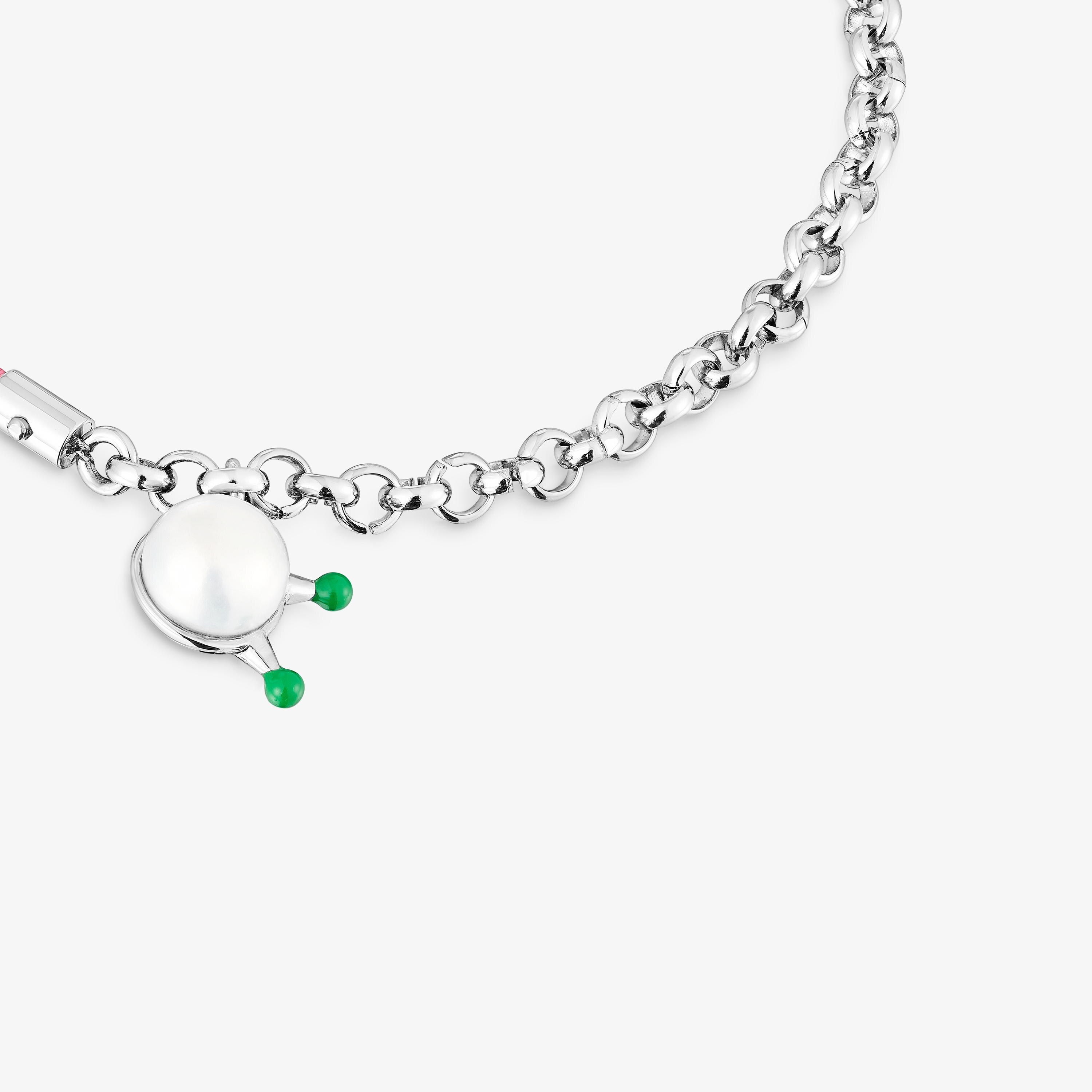 TOUS Instint fuchsia elastic Bracelet with steel and cultured pearl