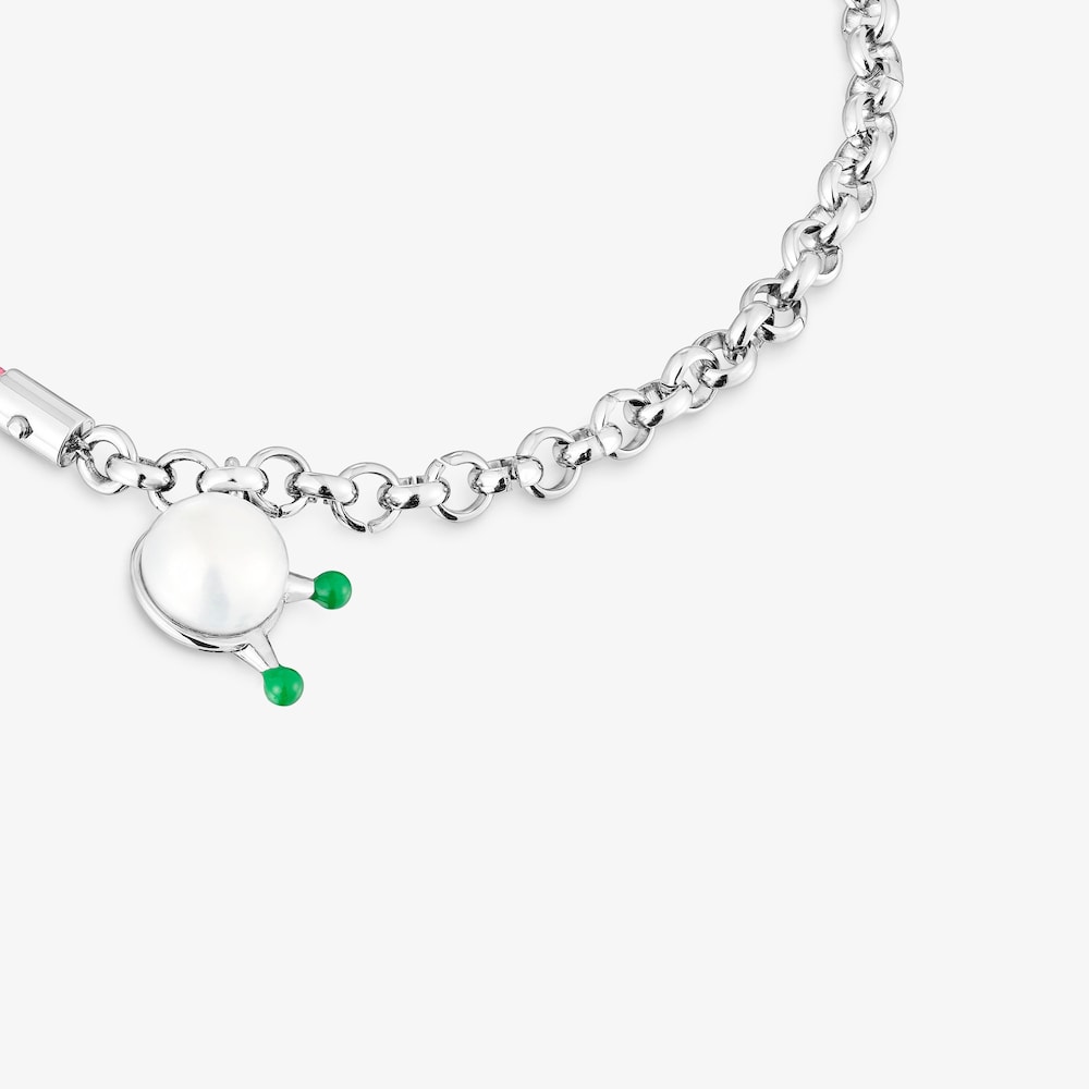 Elastyczna bransoletka TOUS Instint w kolorze fuksji ze stali i perły hodowanej