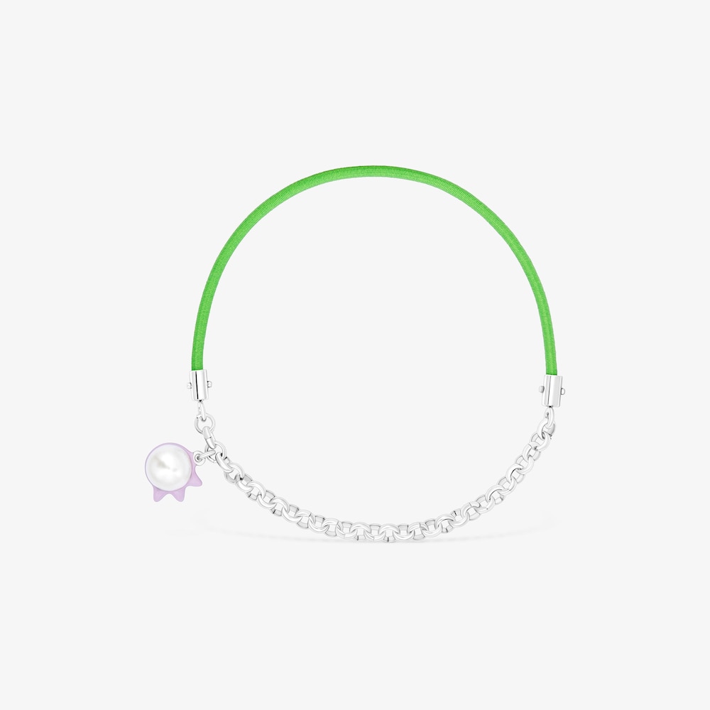 Pulsera el&aacute;stica malva con acero y perla cultivada TOUS Instint