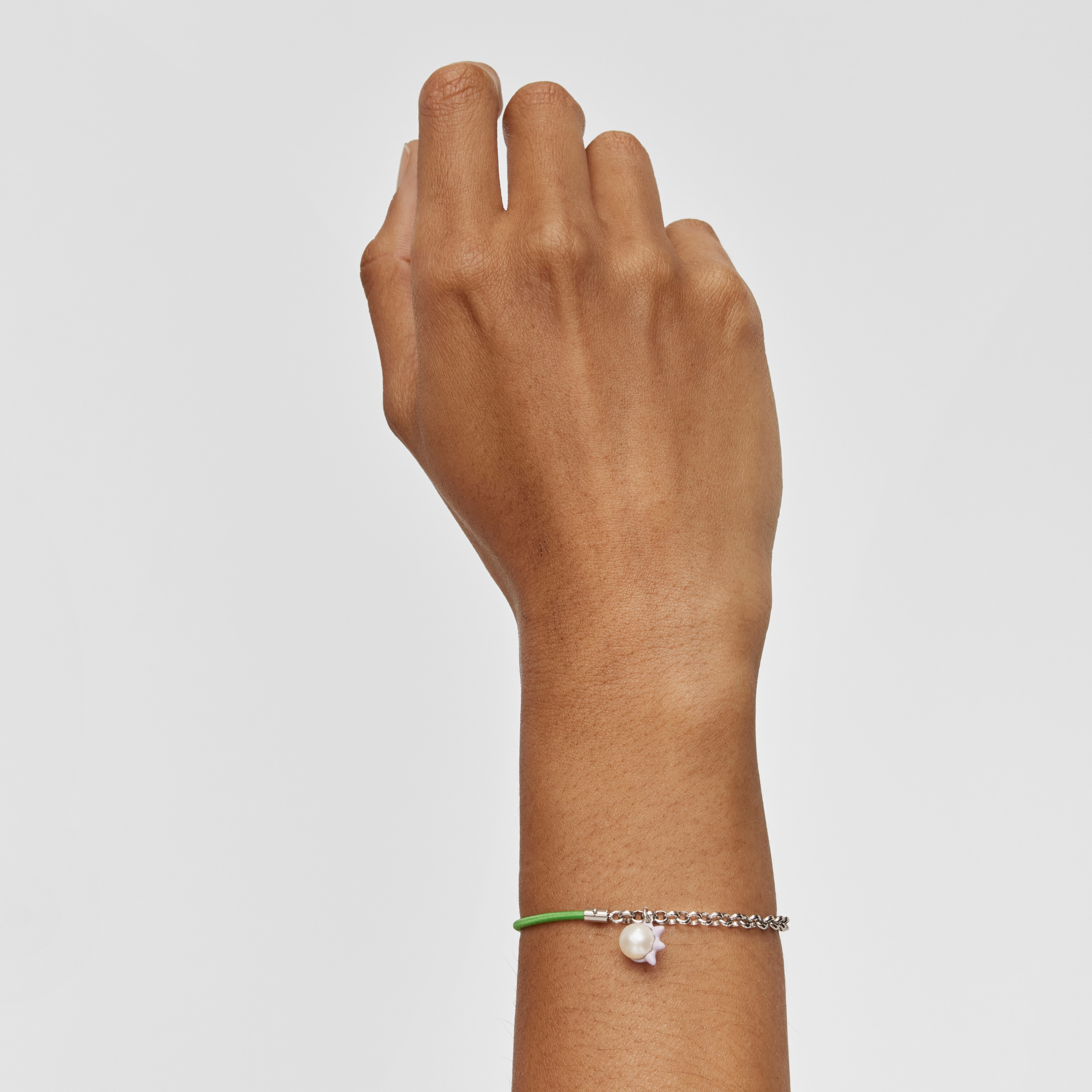 TOUS Instint green elastic Bracelet with steel and cultured pearl