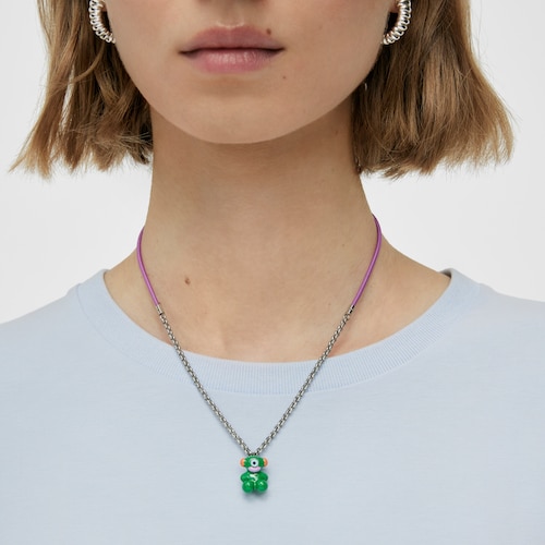 TOUS Instint LEETY mauve elastic Necklace with steel and mother-of-pearl