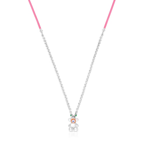 TOUS Instint MOUTT fuchsia elastic Necklace with steel and mother-of-pearl