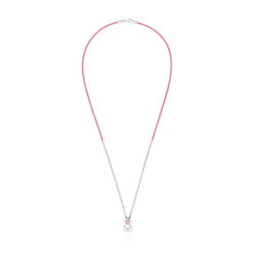 TOUS Instint MOUTT fuchsia elastic Necklace with steel and mother-of-pearl