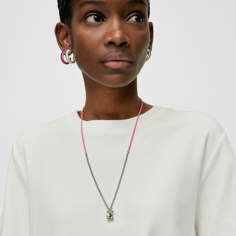 Collar elástico fucsia con acero y nácar TOUS Instint MOUTT Collar elástico fucsia con acero y nácar TOUS Instint MOUTT
