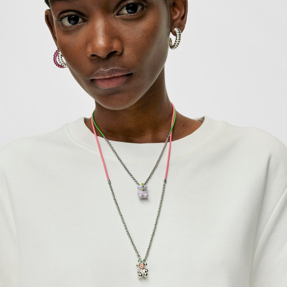 Collar elástico fucsia con acero y nácar TOUS Instint MOUTT Collar elástico fucsia con acero y nácar TOUS Instint MOUTT