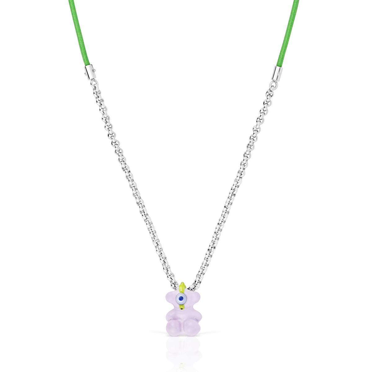 TOUS Instint WEITT green elastic Necklace with steel and mother-of-pearl