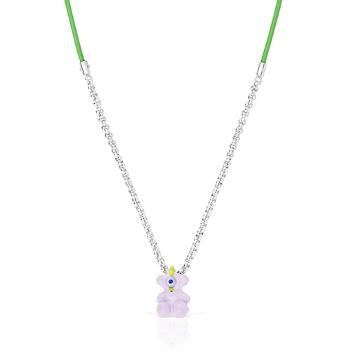 TOUS Instint WEITT green elastic Necklace with steel and mother-of-pearl