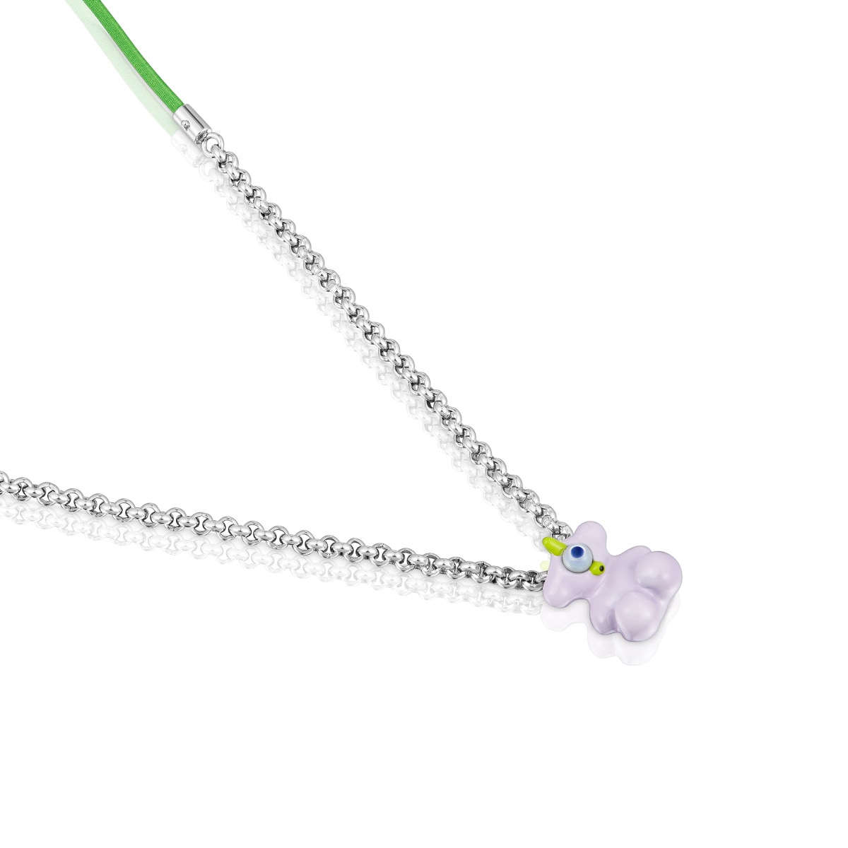 TOUS Instint WEITT green elastic Necklace with steel and mother-of-pearl