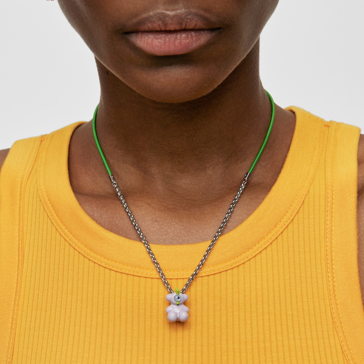 TOUS Instint WEITT green elastic Necklace with steel and mother-of-pearl