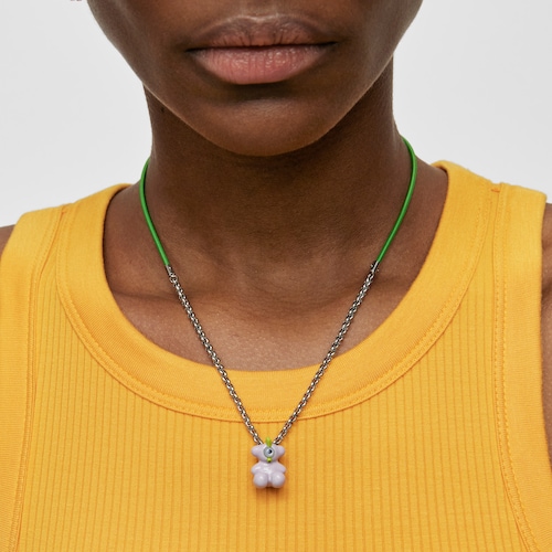 TOUS Instint WEITT green elastic Necklace with steel and mother-of-pearl
