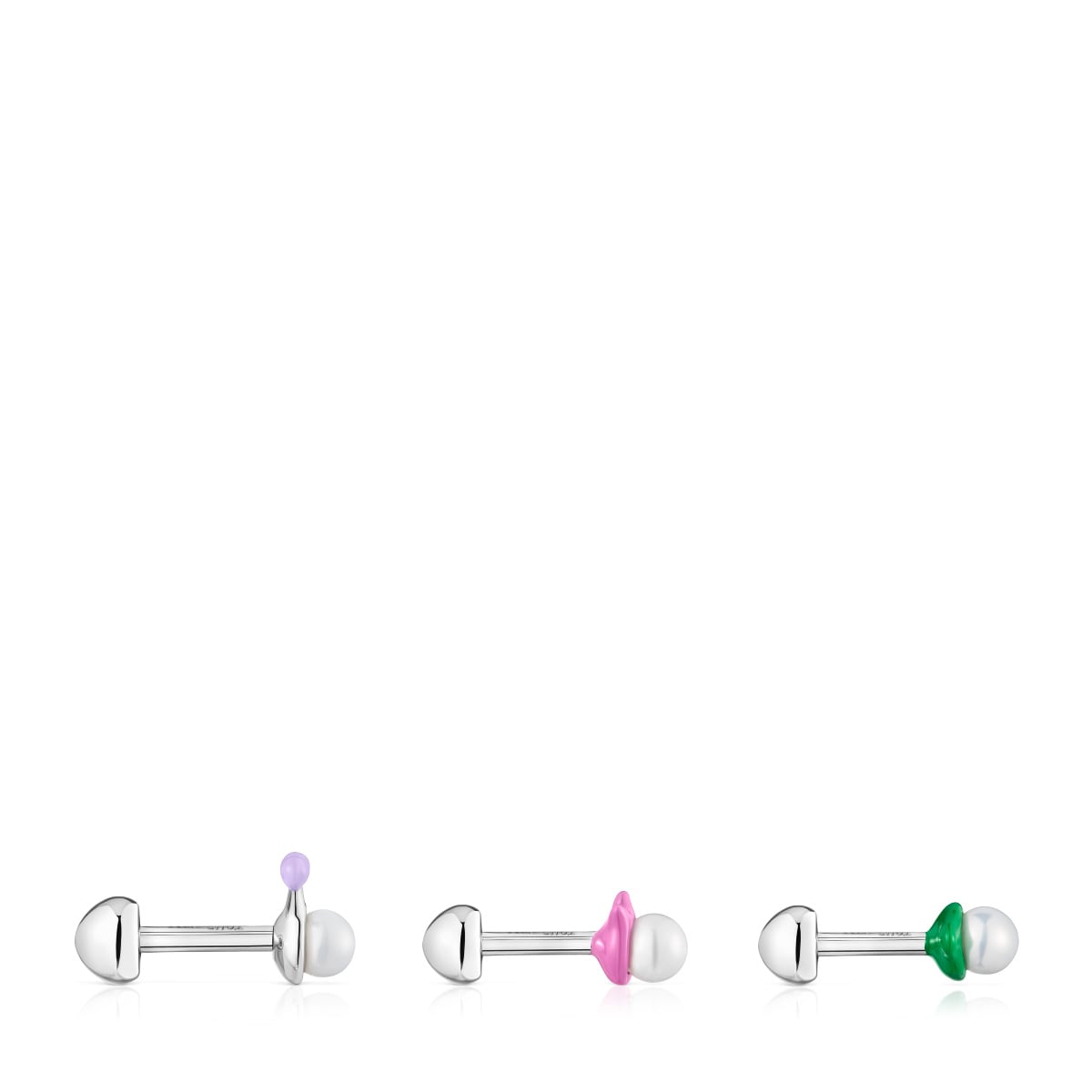 Pack of Instint Ear piercings in steel with cultured pearls and enamel