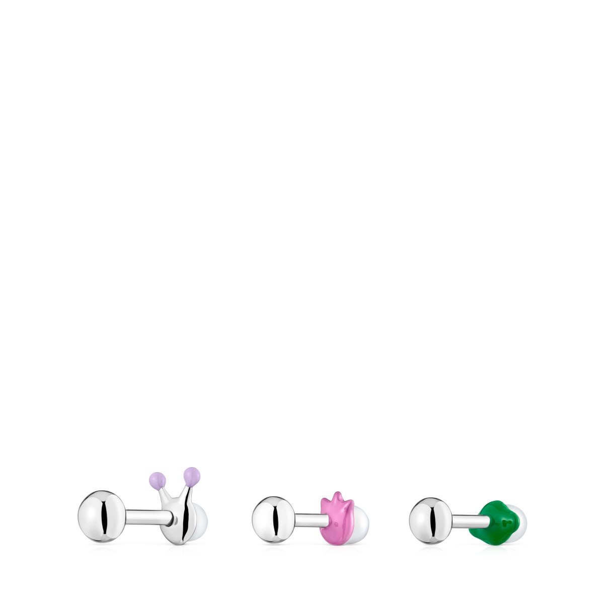 Pack of Instint Ear piercings in steel with cultured pearls and enamel