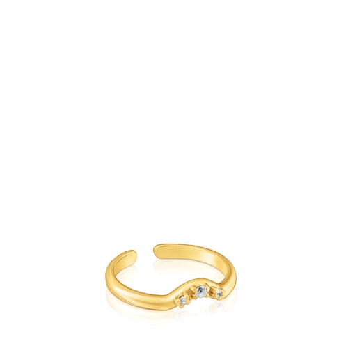 Ring set with 18kt gold plating over silver with topaz and carnelian Claws 