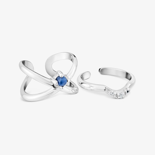 Silver Ring set with sodalite and topaz Claws