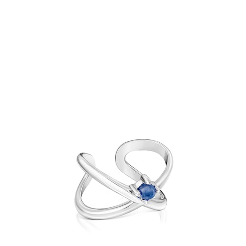 Silver Ring set with sodalite and topaz Claws