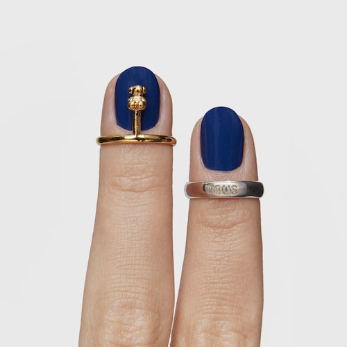 Two-tone Ring set with bear motif and logo Claws 