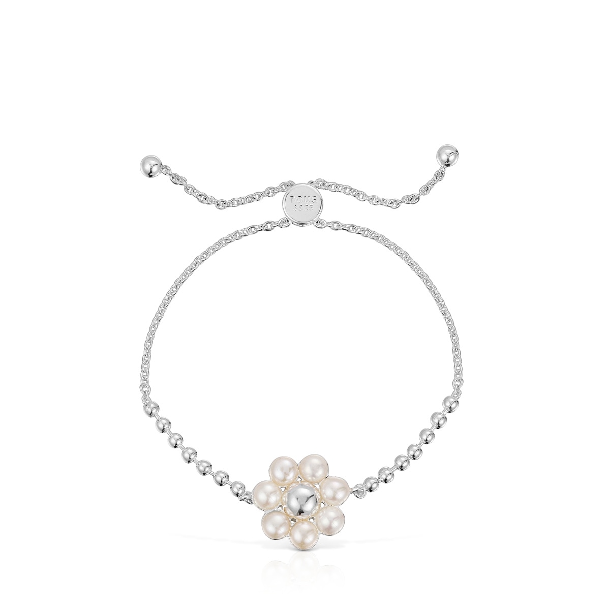 Pulsera cadena de plata flor y perlas cultivadas Sugar Party