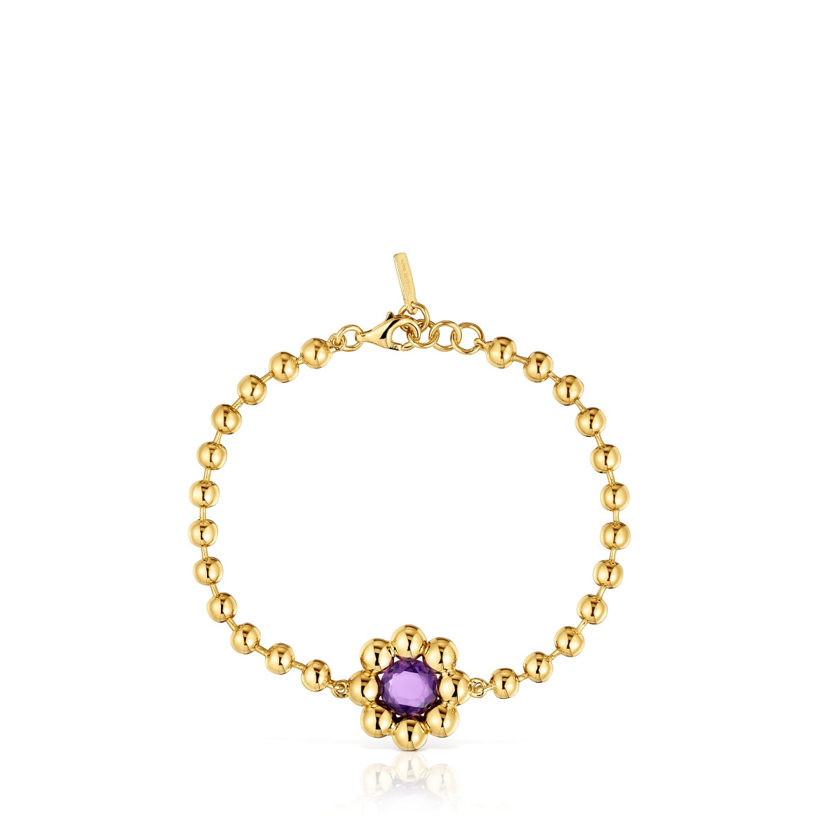 Flower chain Bracelet with 18kt gold plating over silver and amethyst Sugar Party