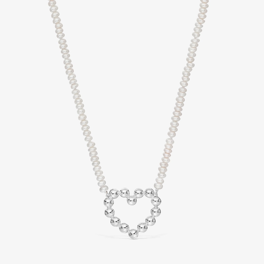 Kr&oacute;tki naszyjnik ze srebra, z motywem serca i perłami hodowlanymi Sugar Party