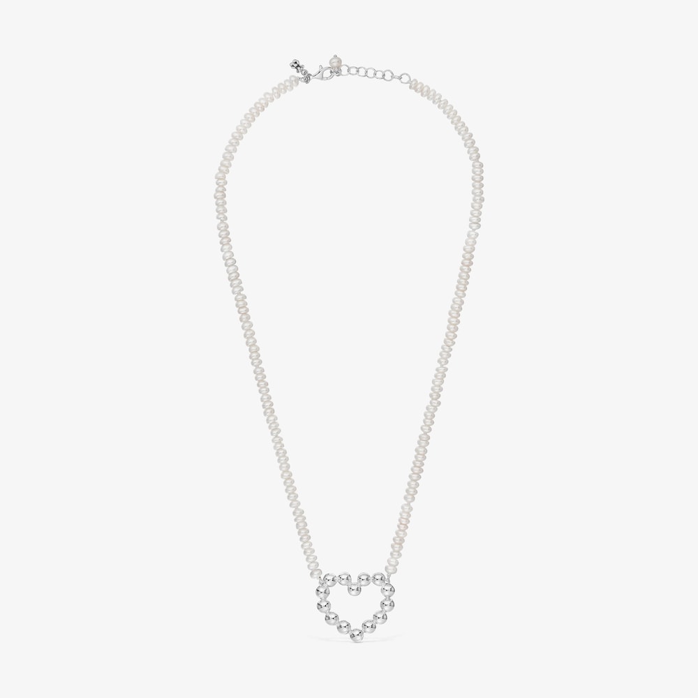 Kr&oacute;tki naszyjnik ze srebra, z motywem serca i perłami hodowlanymi Sugar Party