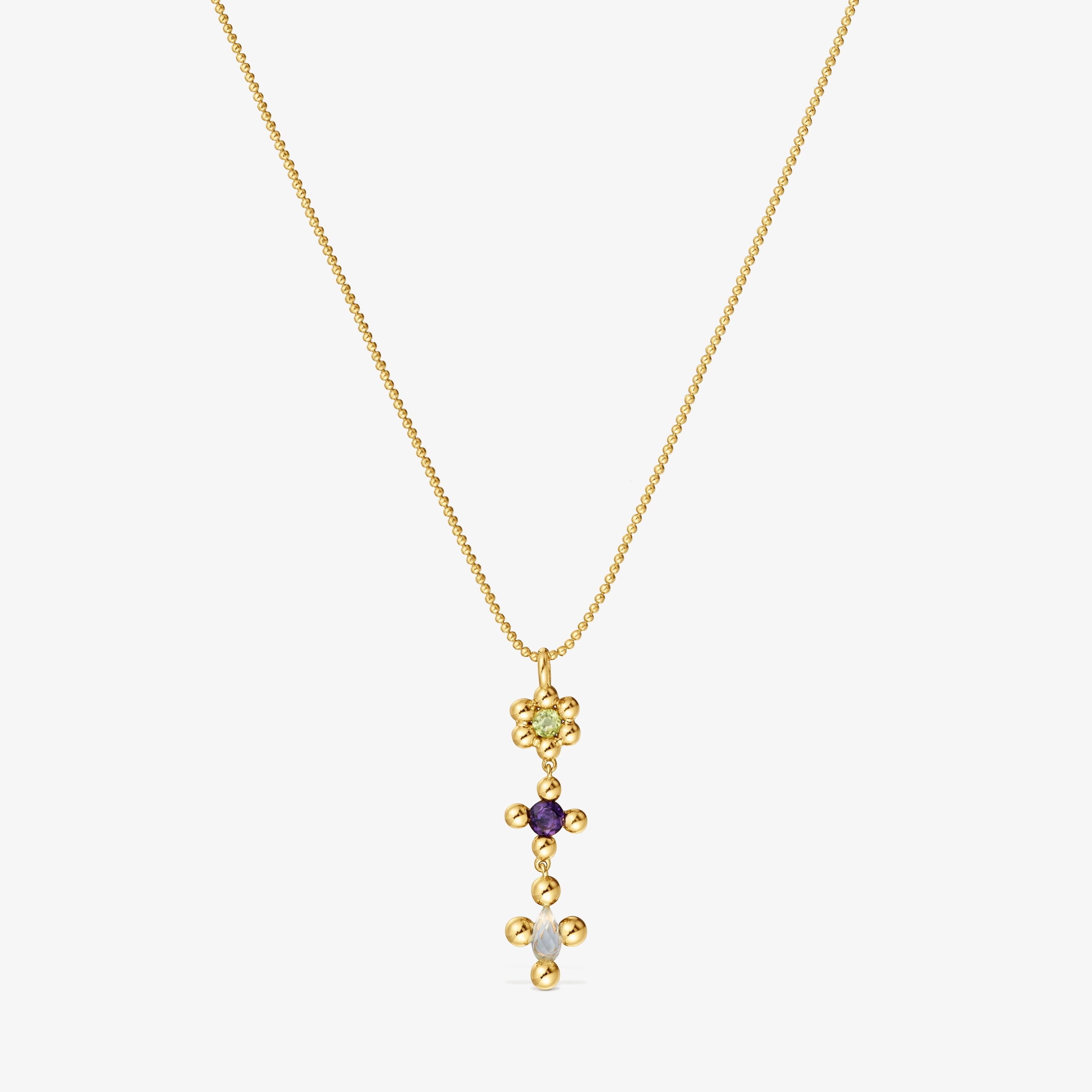 Short 18K gold vermeil Necklace with gemstones Sugar Party