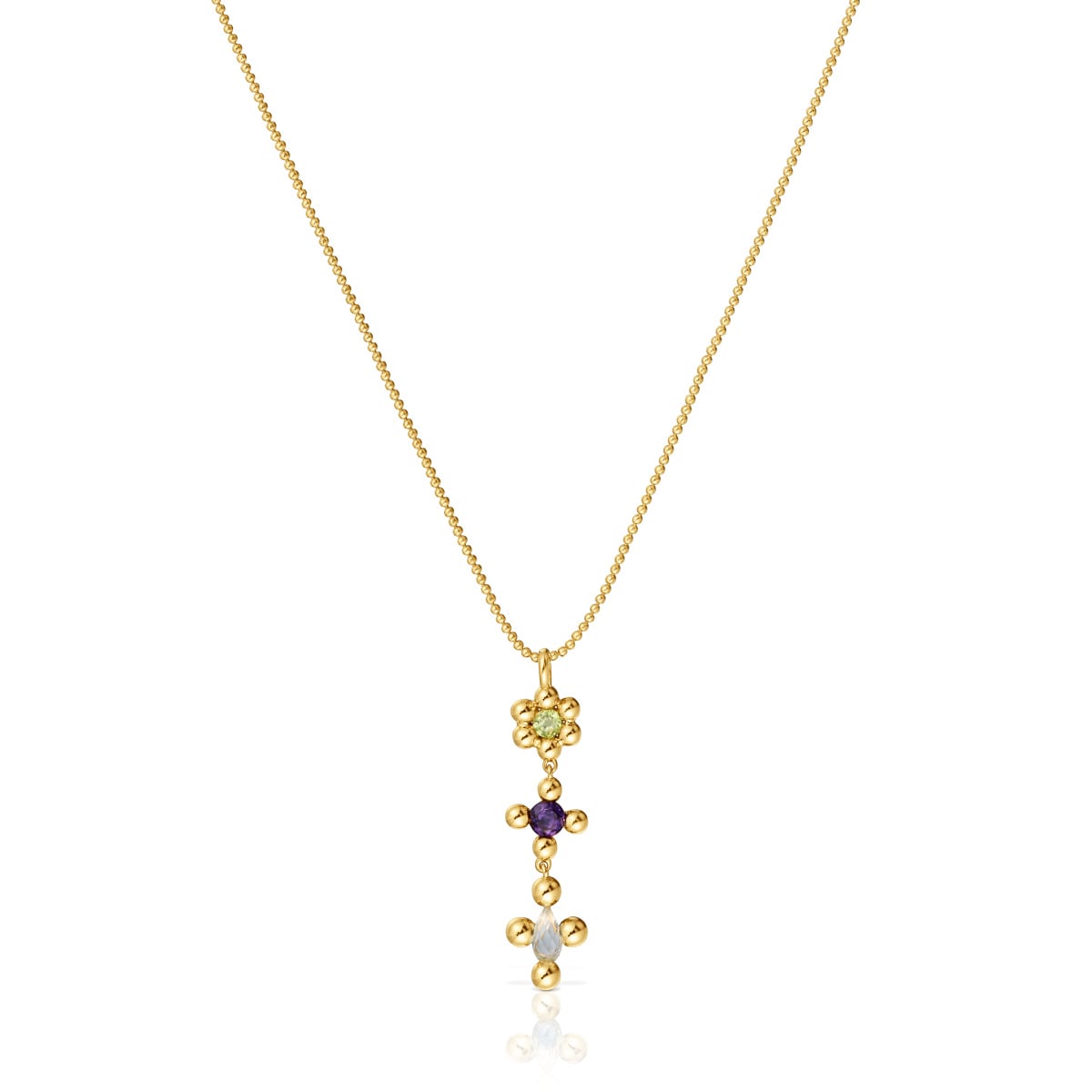 Short 18 kt gold-plated silver Necklace with gemstones Sugar Party