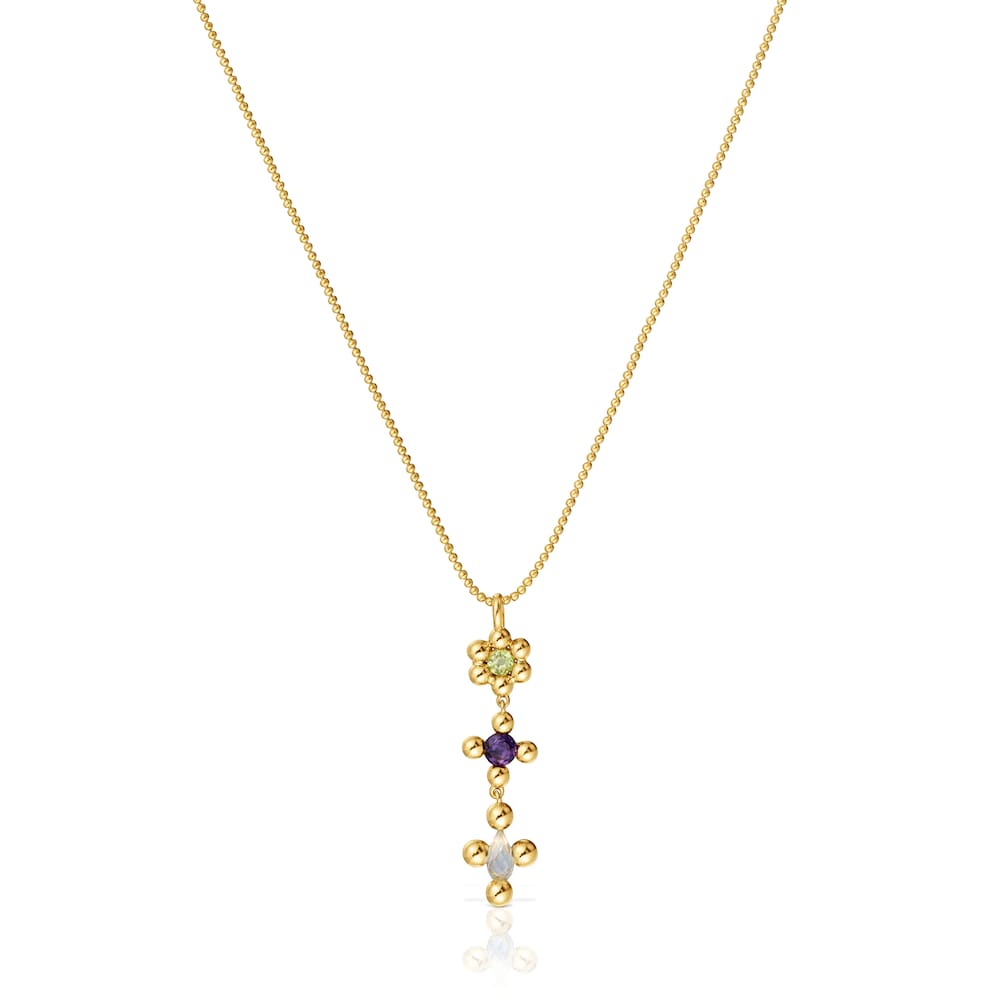 Short 18 kt gold-plated silver Necklace with gemstones Sugar Party