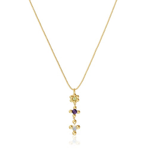 Short 18 kt gold-plated silver Necklace with gemstones Sugar Party