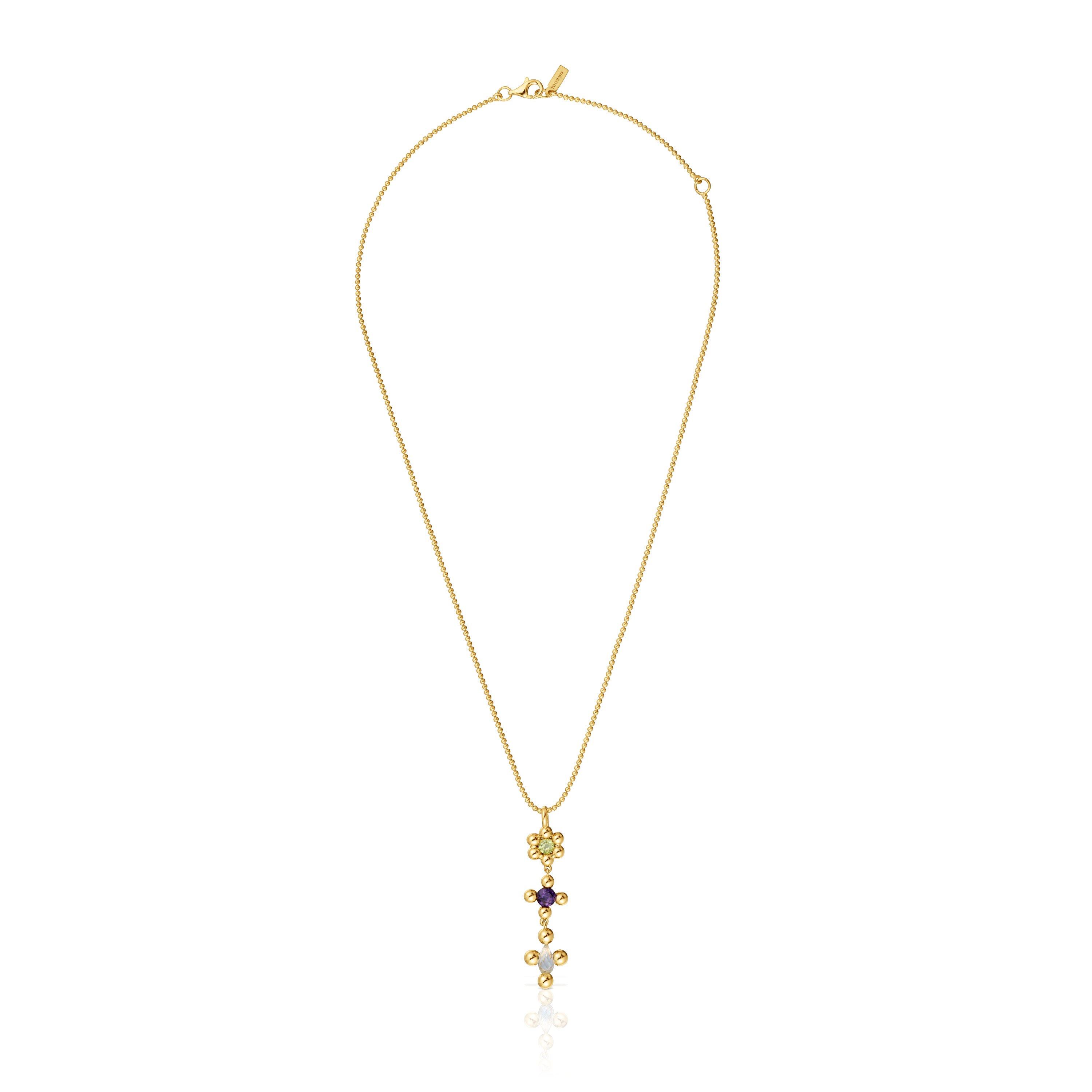 Short 18 kt gold-plated silver Necklace with gemstones Sugar Party