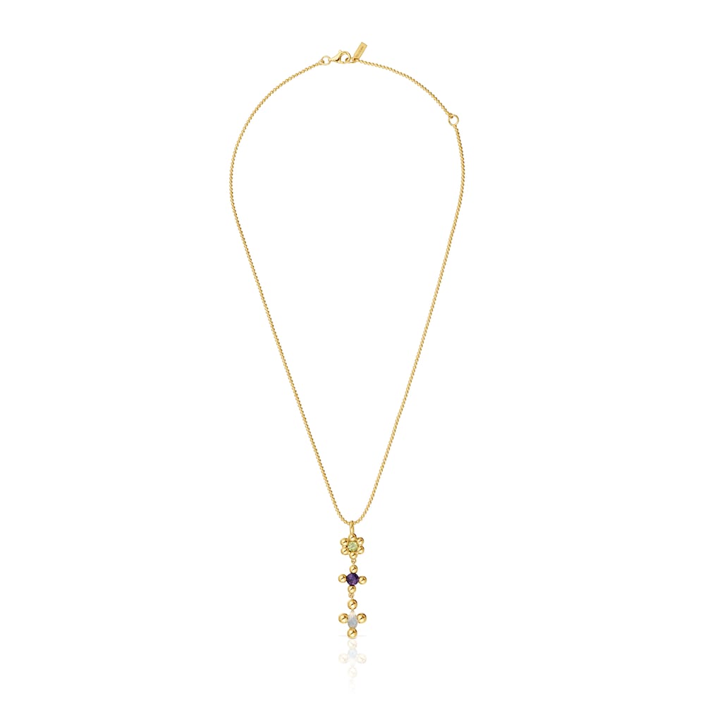 Short 18 kt gold-plated silver Necklace with gemstones Sugar Party