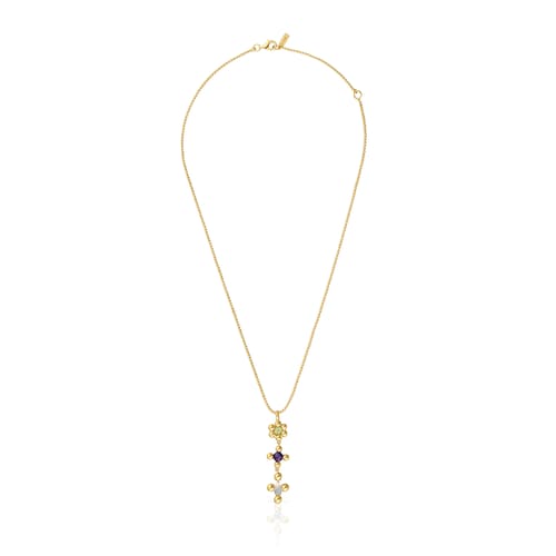 Short 18 kt gold-plated silver Necklace with gemstones Sugar Party