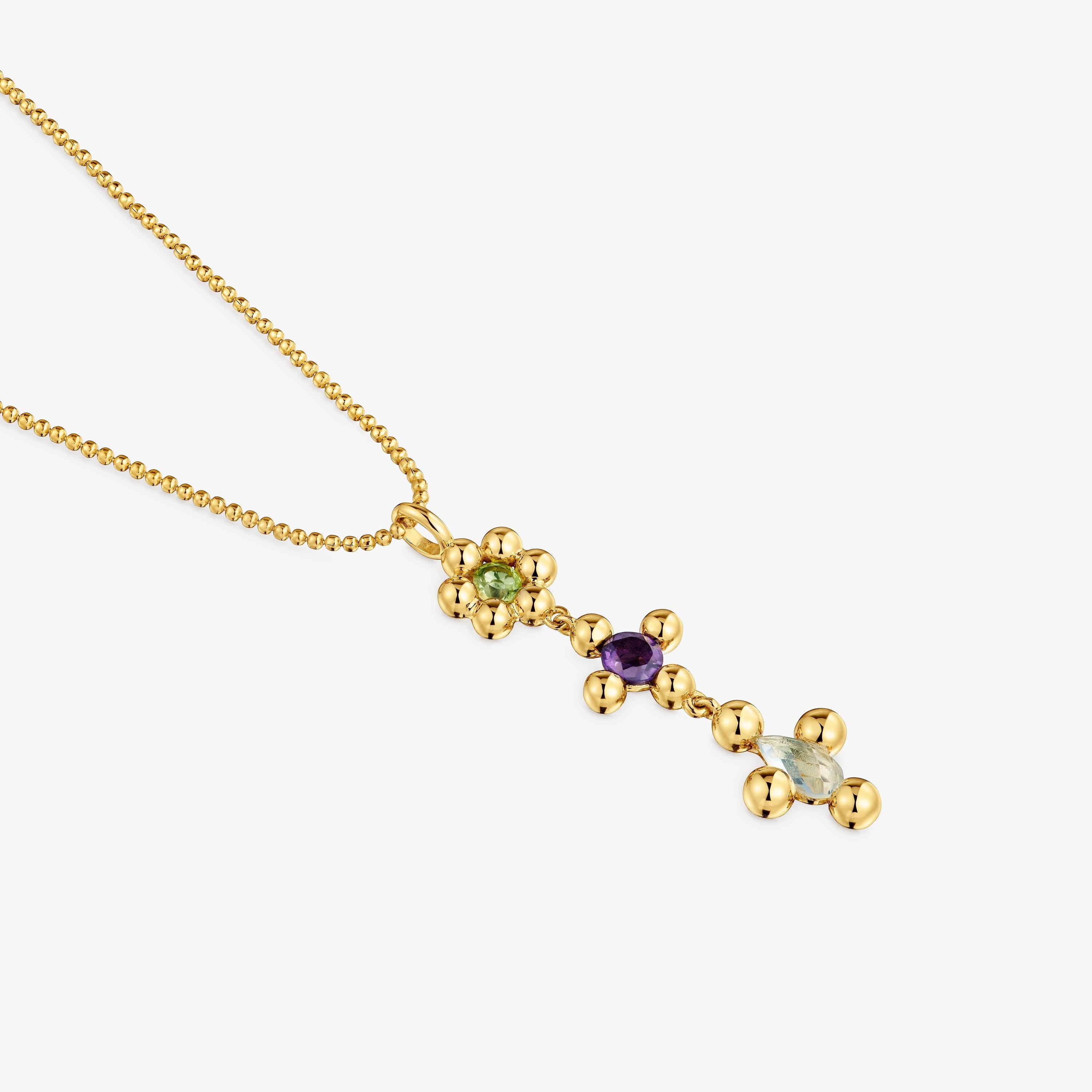 Short 18K gold vermeil Necklace with gemstones Sugar Party