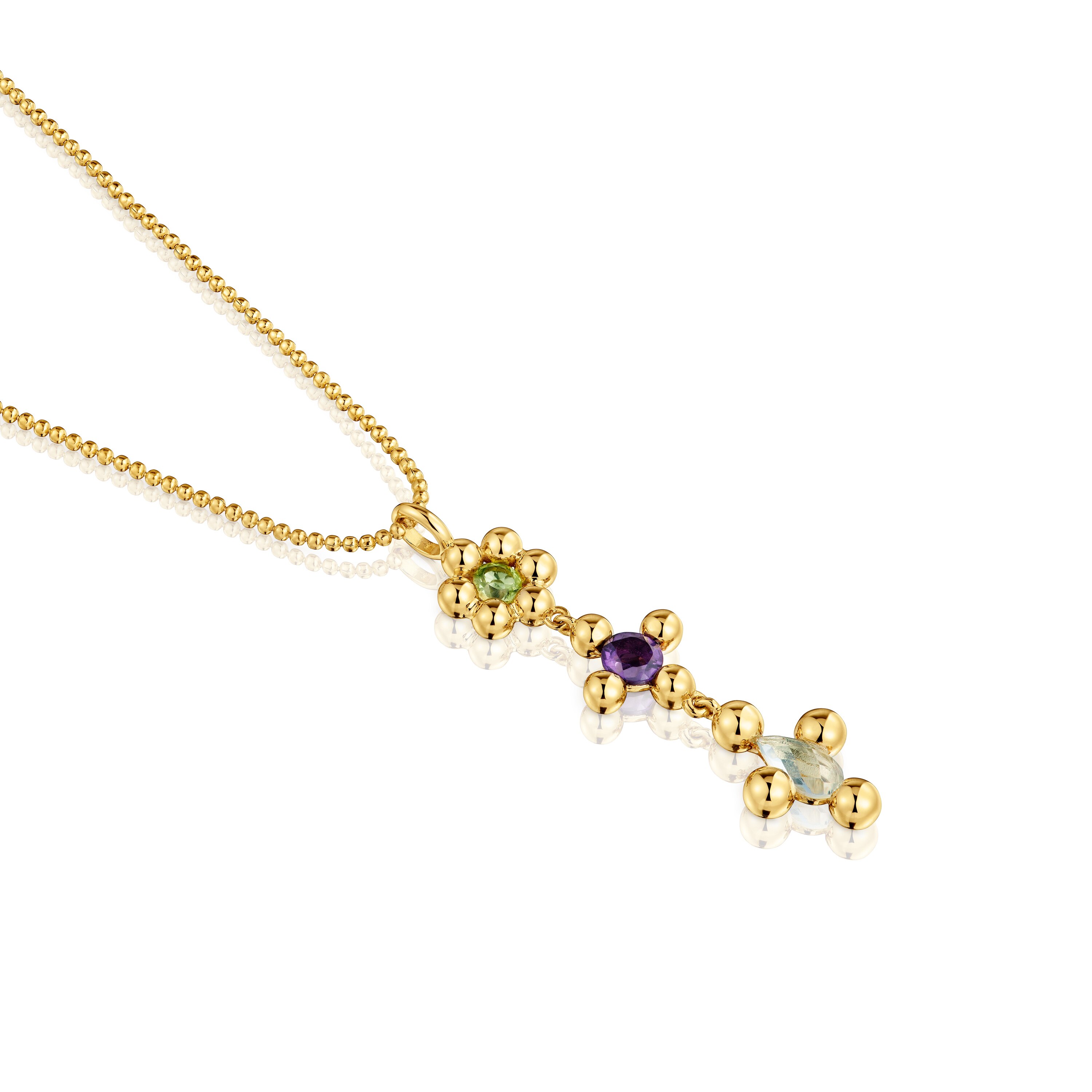 Short 18 kt gold-plated silver Necklace with gemstones Sugar Party