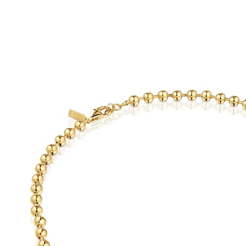 Collier en argent plaqué or 18 ct et motifs avec pierres précieuses court Sugar Party