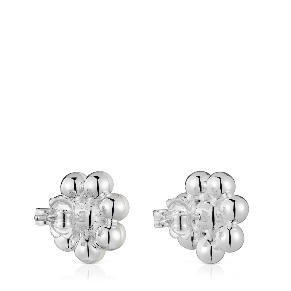 Pendientes cortos de plata flor y perlas cultivadas Sugar Party Pendientes cortos de plata flor y perlas cultivadas Sugar Party
