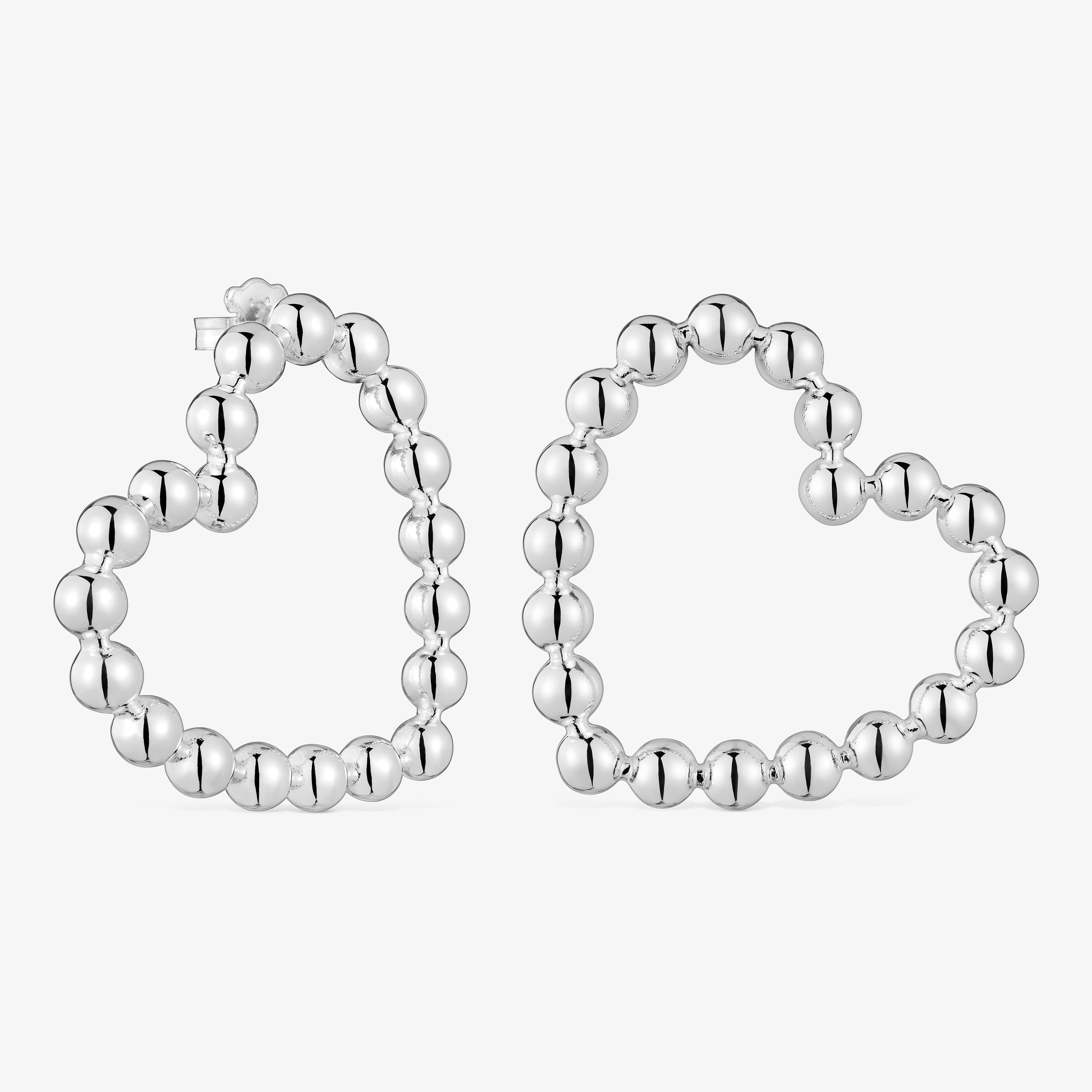 Short silver heart Earrings Sugar Party