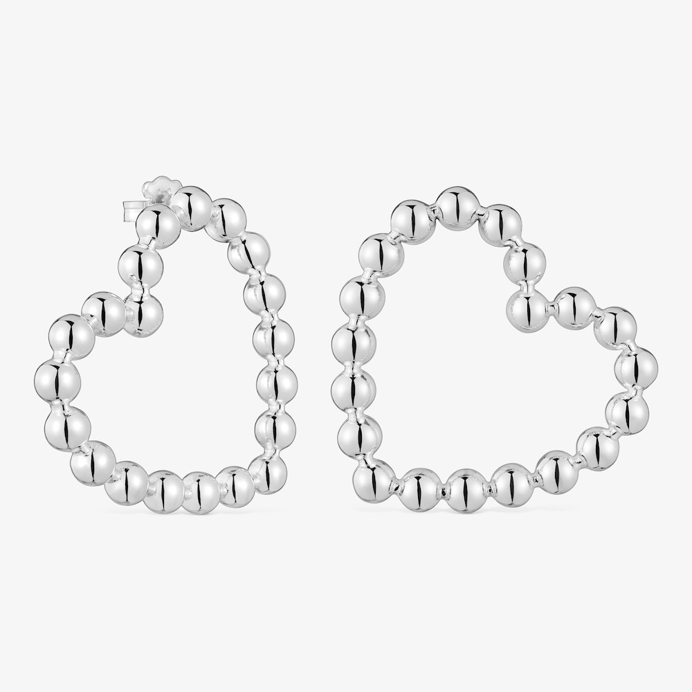 Pendientes cortos de plata coraz&oacute;n Sugar Party