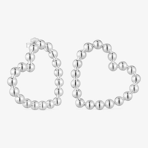 Short silver heart Earrings Sugar Party