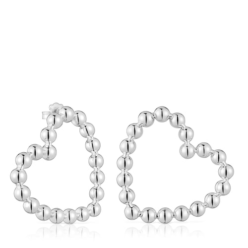 Pendientes cortos de plata corazón Sugar Party
