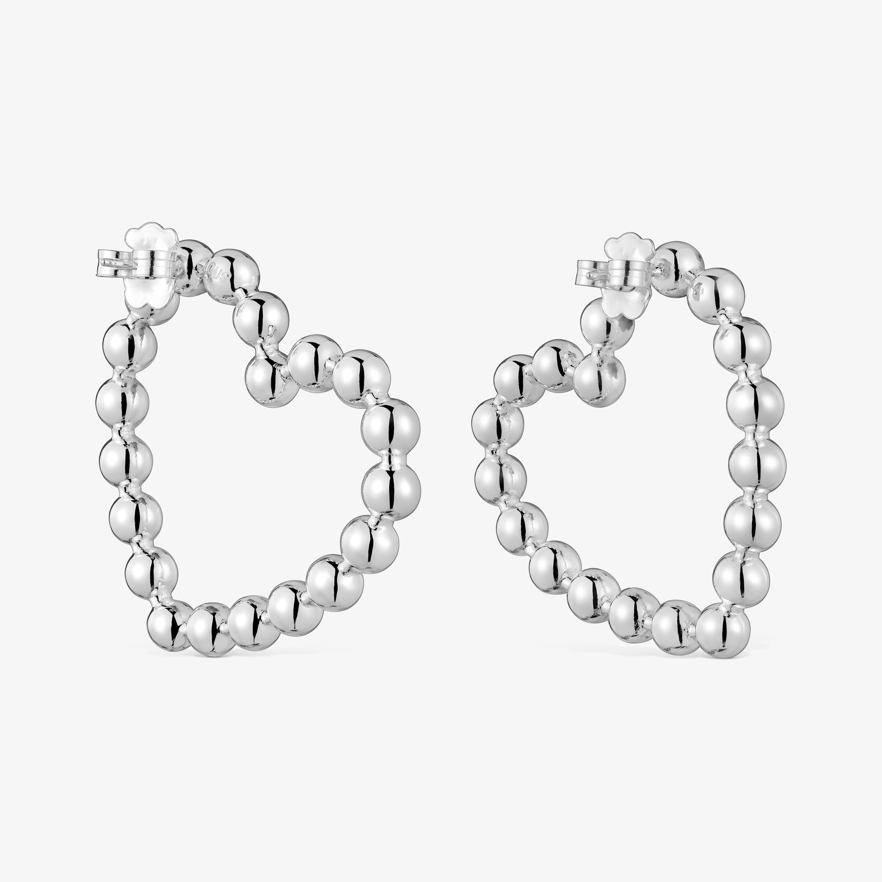 Short silver heart Earrings Sugar Party