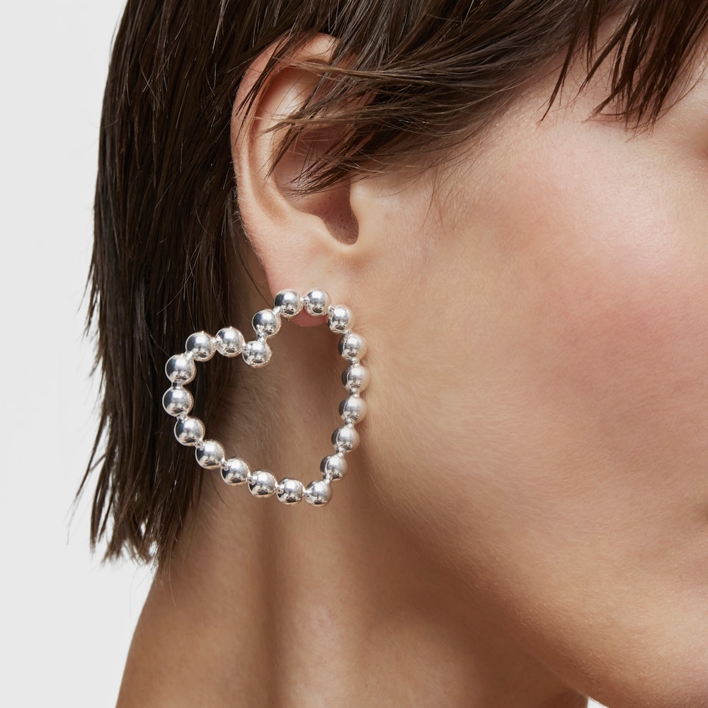 Pendientes cortos de plata coraz&oacute;n Sugar Party