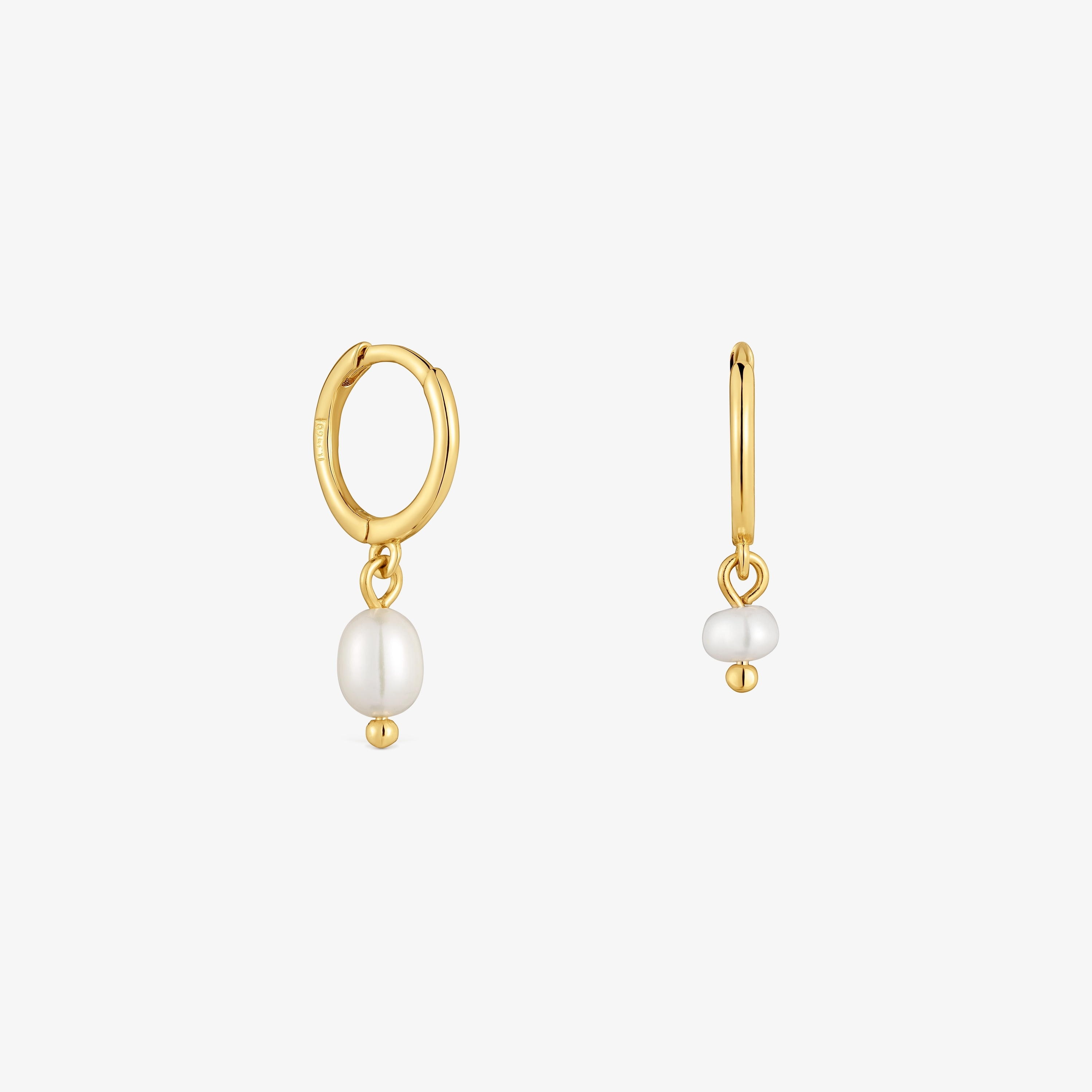 Short 18K gold vermeil Hoop earrings with culture pearls Sugar Party