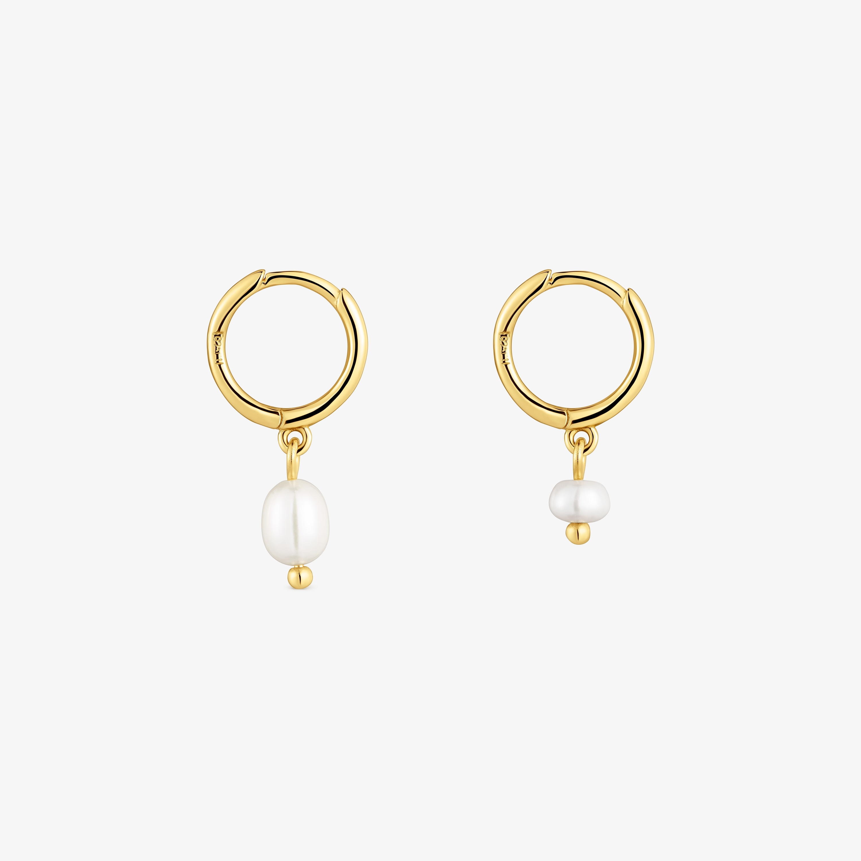 Short 18K gold vermeil Hoop earrings with culture pearls Sugar Party