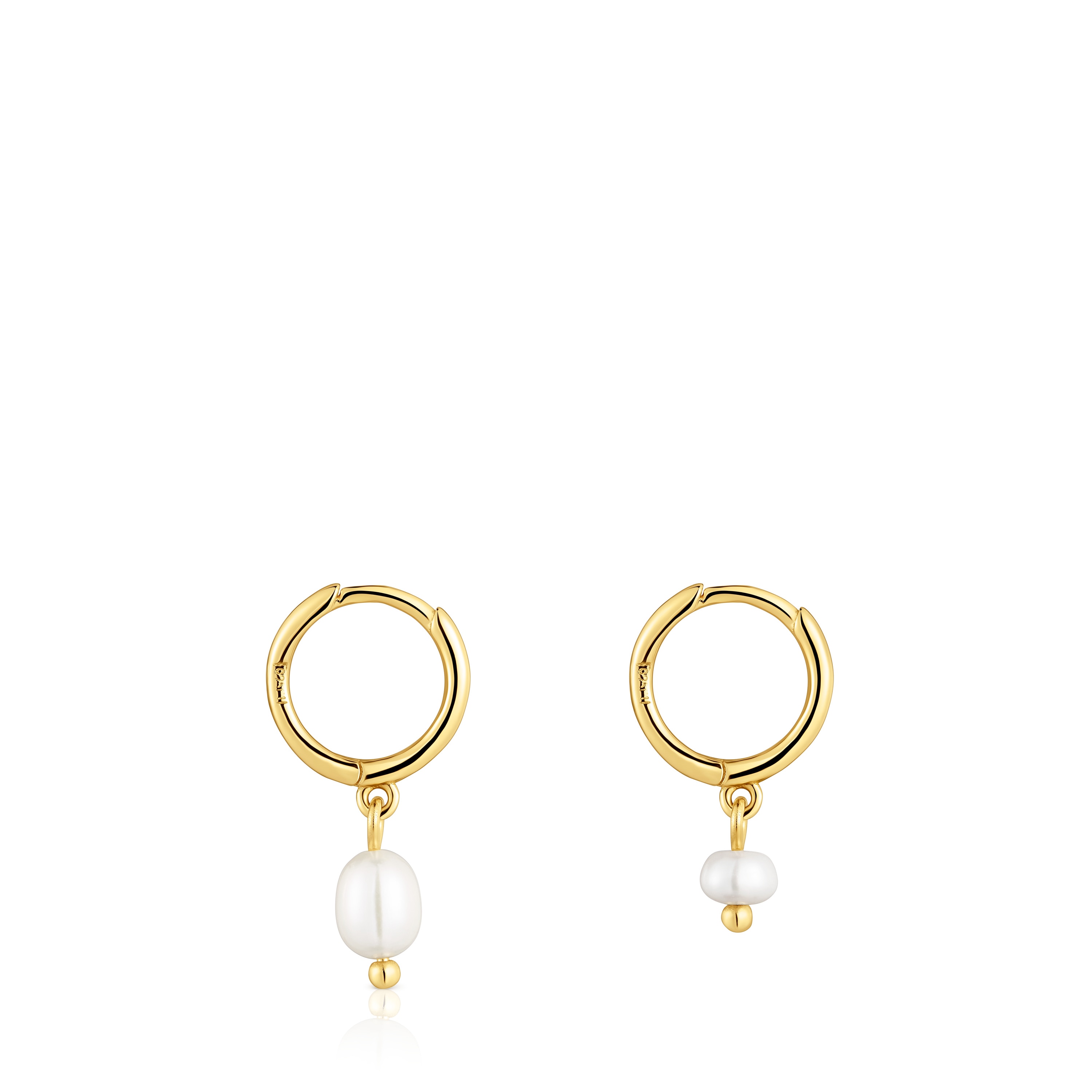 Short 18kt gold-plated silver Hoop earrings with culture pearls Sugar Party